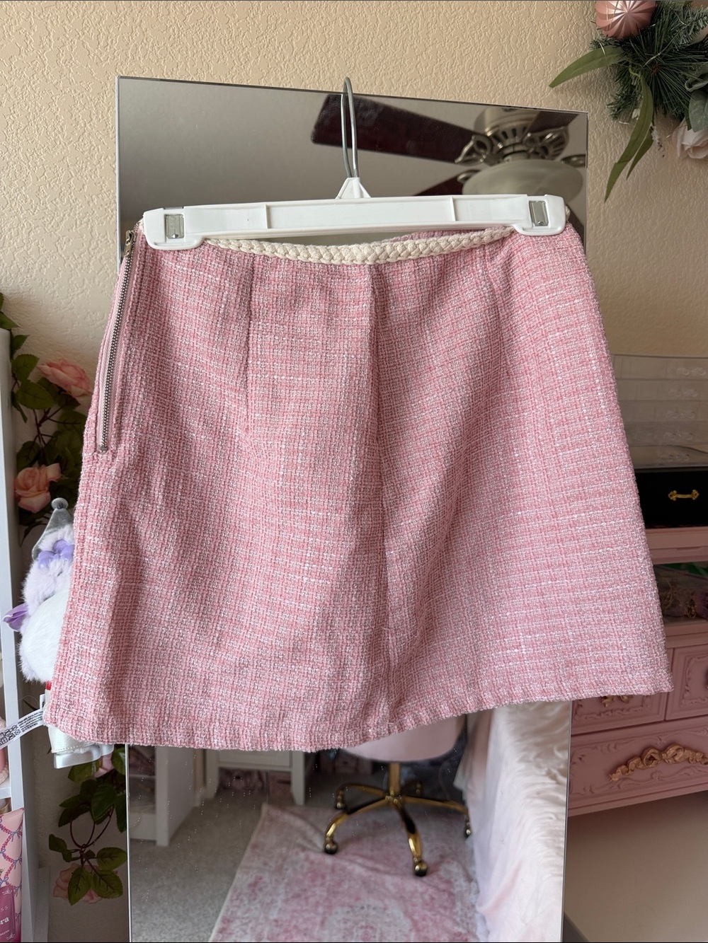 Cider Women's Pink Tweed A-Line Skirt